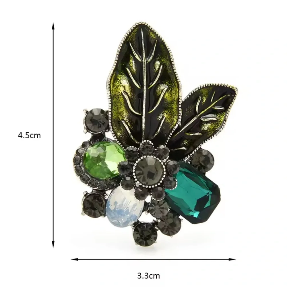 Avangarde Amber Brown Floral Crystal Brooch